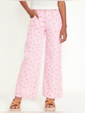 Old Navy🌸 GIRLS 🌼 Pink Floral High-Rise Baggy Wide Leg Jeans-Sz 16